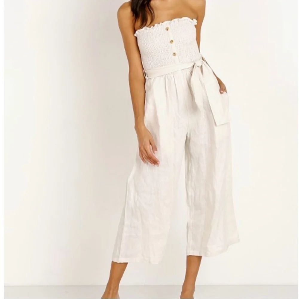 Faithful the Brand Lais Jumpsuit US4/AU8/S in Plain Ecru, NWT, Orig $209 - Picture 2 of 11